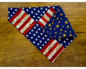 Dog bandana, over the collar, reversible, patriotic